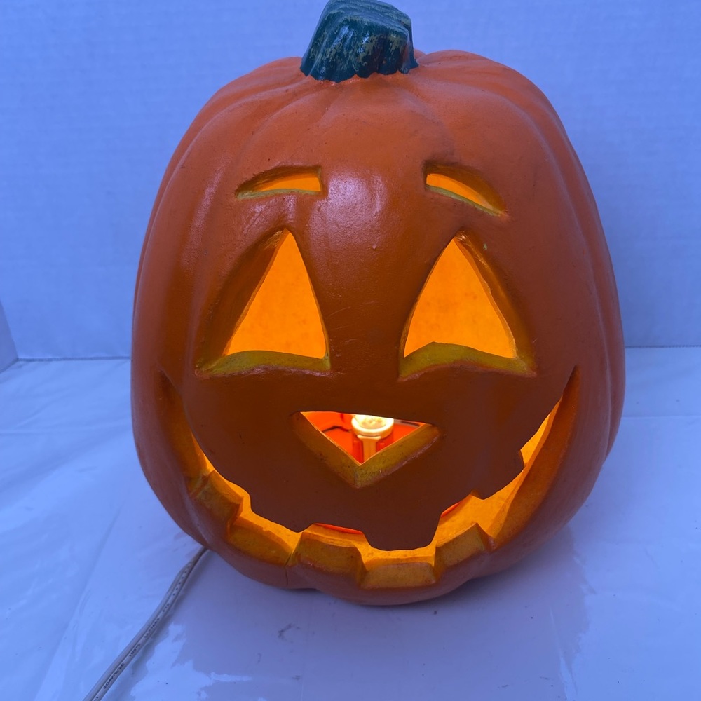 Vintage 1998 Halloween Decor Pumpkin Jack O Lantern Light Up Foam Blow Mold